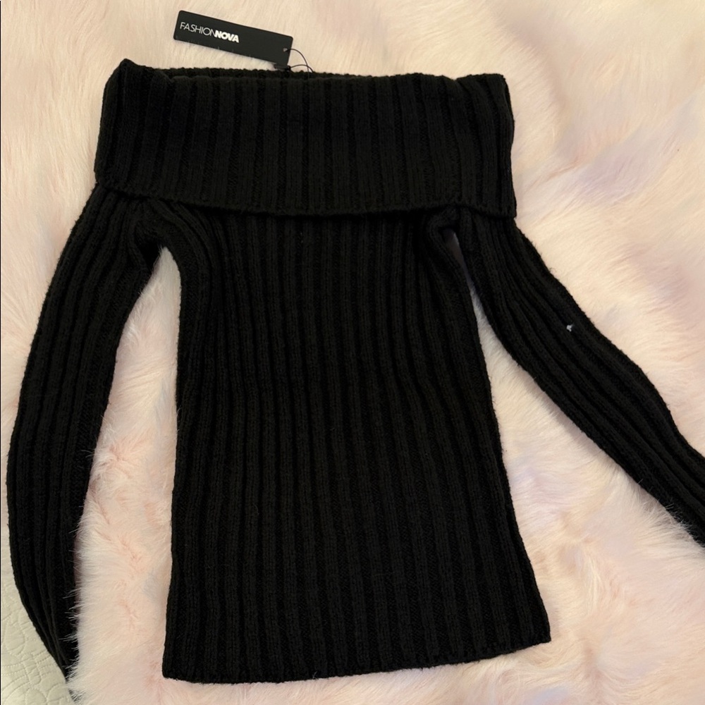 Fashion Nova Elegant Black Off-Shoulder Sweater